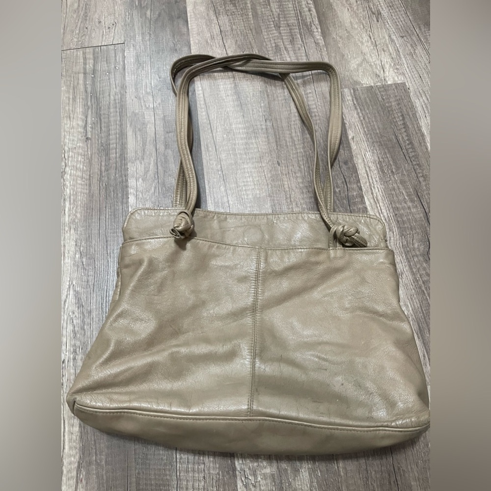 TJW 80s boho vintage nude gray knot leather her shoulder bag grungecore hobo
